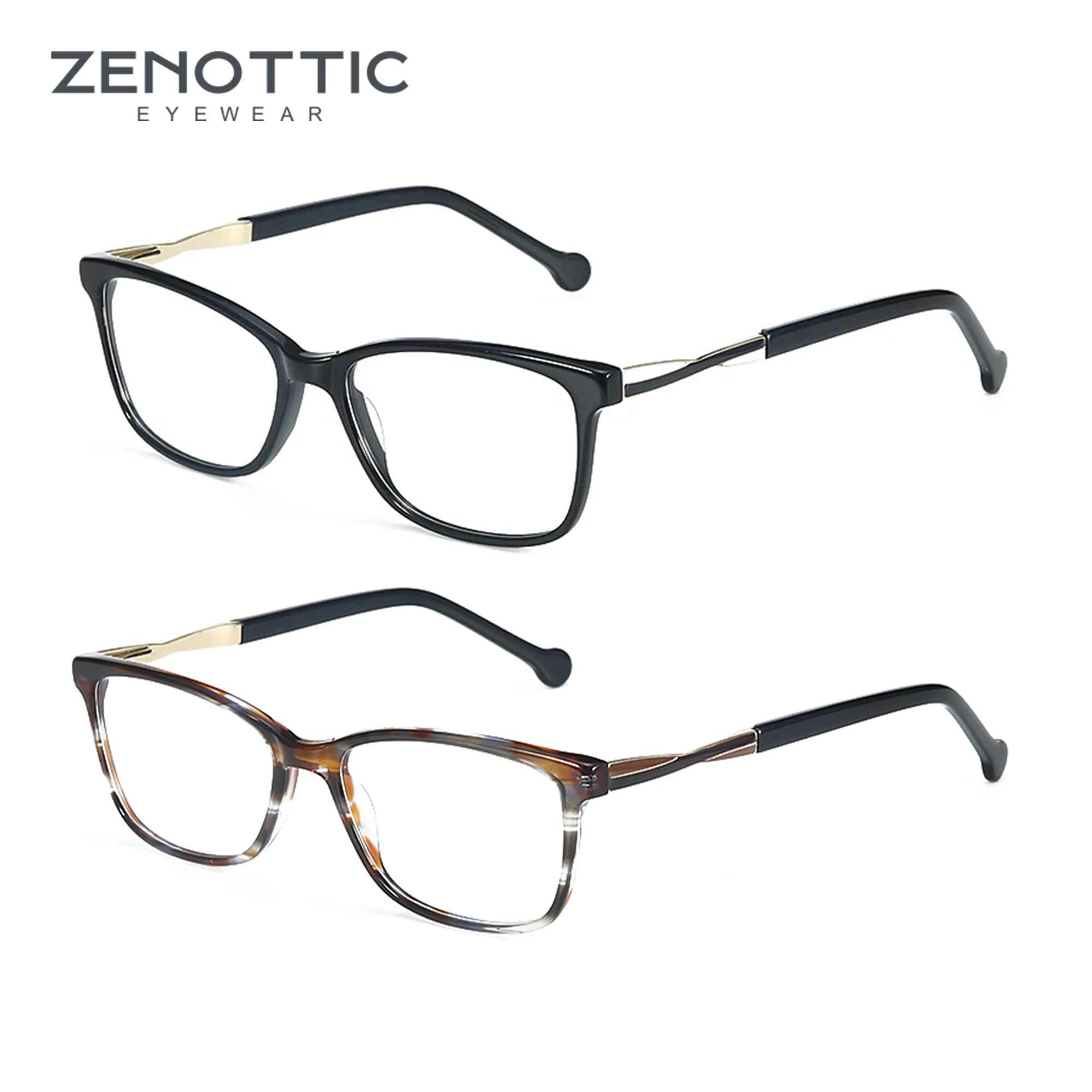 

ZENOTTIC Italian Design Acetate Optical Glasses Frame Trend Women Non-Prescription Fashion Square Ladies Eyeglasses BT3307