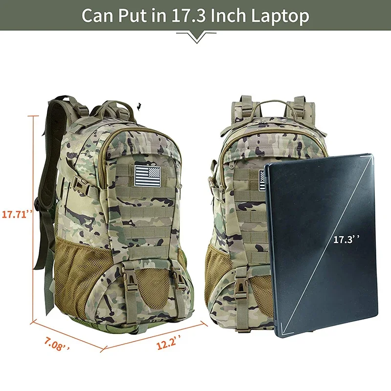 Large Capacity Travel Backpack Waterproof Hiking Camping Hunting Hiking Bag Camouflage Outdoor Cross-Country Sports Shoulder Bag