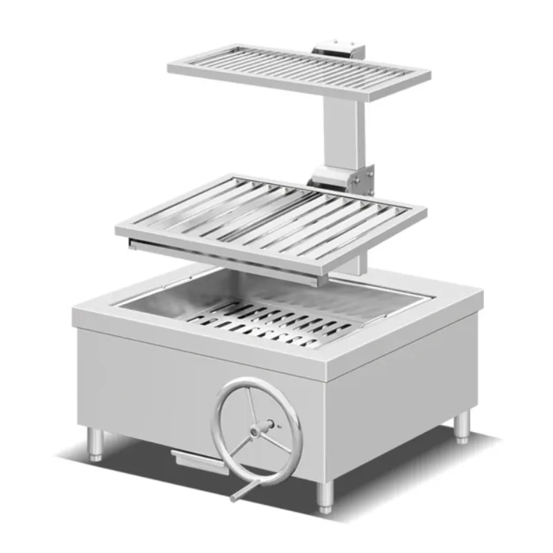 for Outdoor Cooking Adjustable Height Stainless Steel BBQ Grill Counter Top Charcoal Argentine Grill