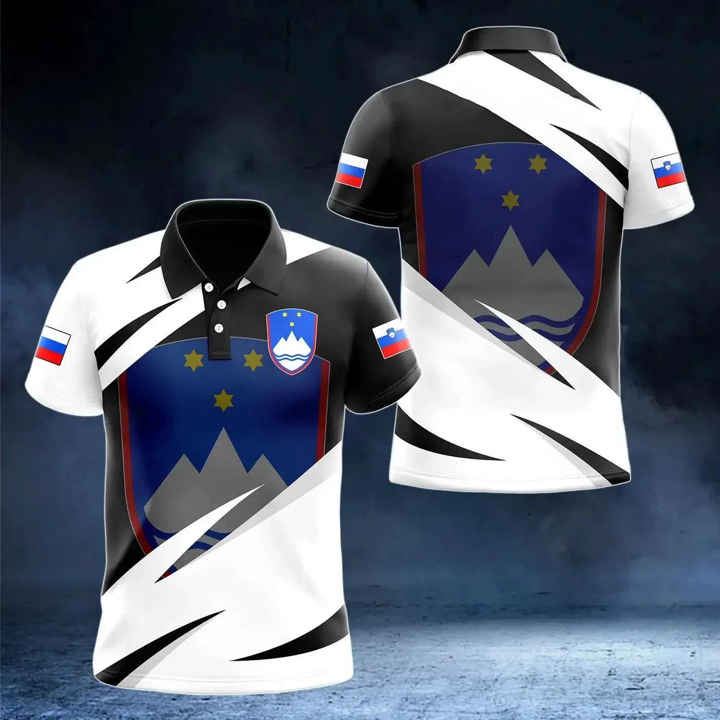 New Slovenian National Flag Graphic Polo Shirt Slovenian National Emblem Men\'s Tops  National Day Gifts High Quality Clothing