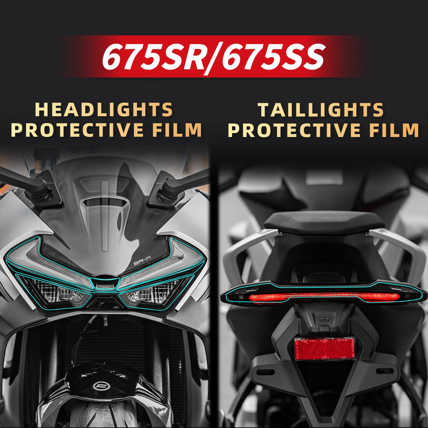 

For CFMOTO 675SR Motorcycle Lamp Accessories Transparent Protective Film Bike Headlight And Taillight Refit Stickers Decal