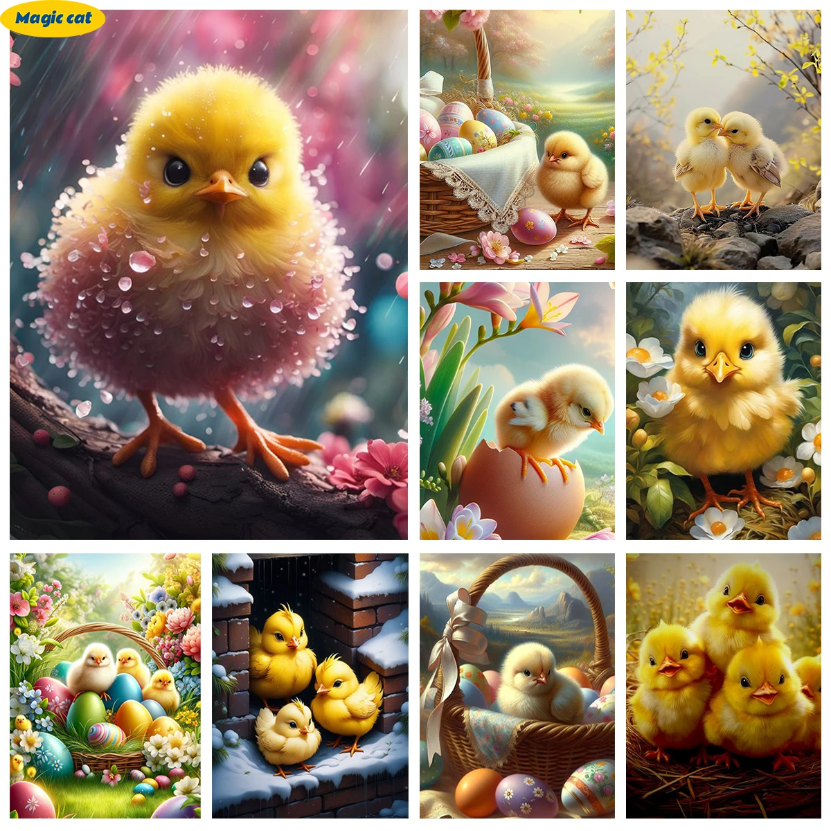 Cartoon Chick 5D Diamond Painting Cute Chicken Diy Diamond Embroidery Rhinestones Cross Stitch Child Hand Gifts Home Wall Decor