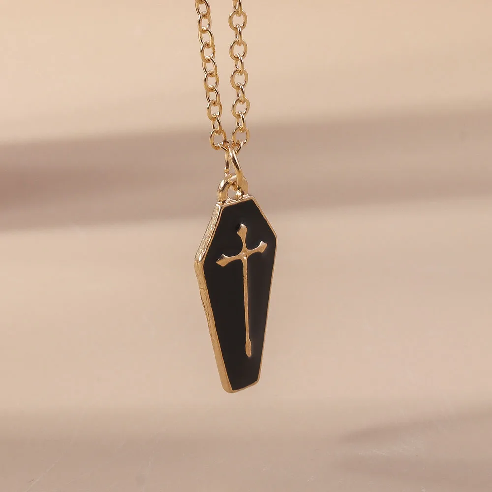 Aihua Nette Emaille Halloween Vampire Kreuz Sarg Freundschaft Paar Halsketten Für Frauen Männer BFF Beste Freundin Halsketten Schmuck – Detail 3