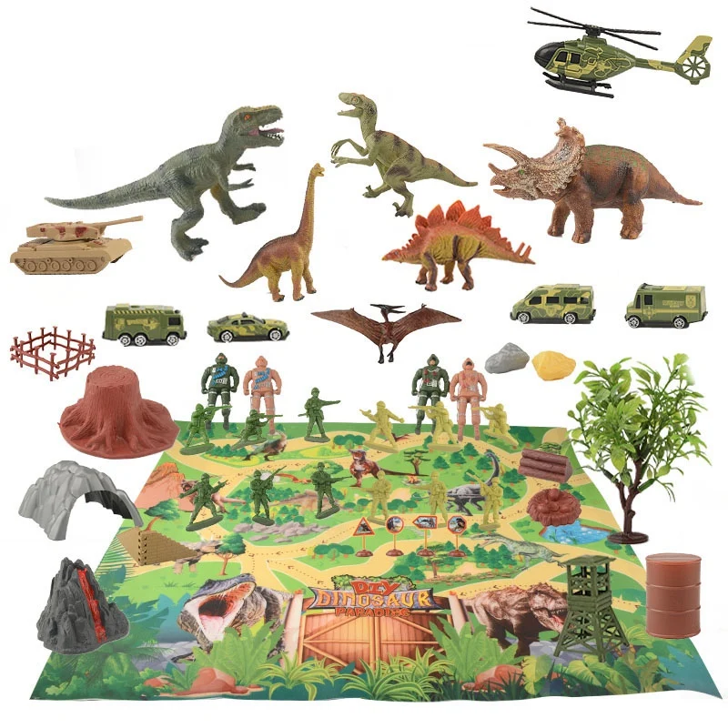 Dinosaur Toys Dinosaur Figures Children's Simulation Dinosaur Toy Set Non-Woven Dinosaur World Carpet Scene Model