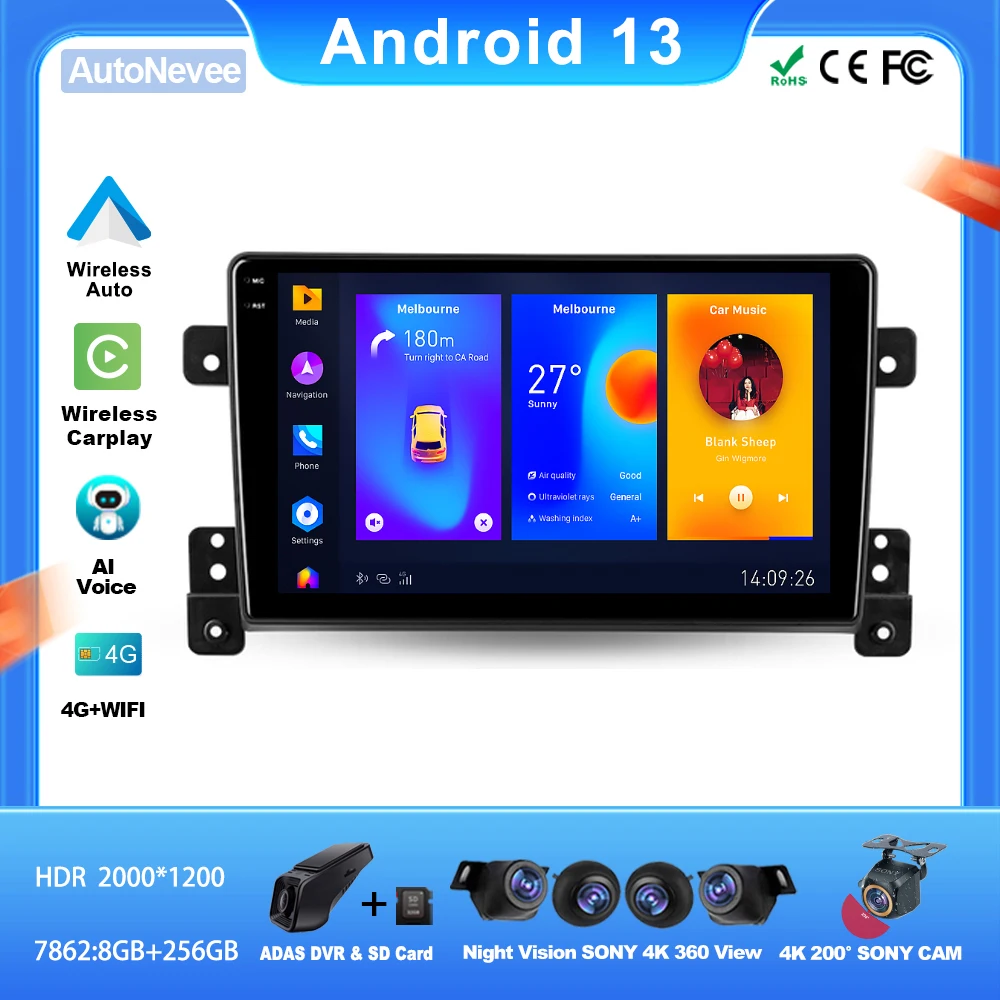 

Android For Suzuki Grand Vitara 3 2005 - 2015 Car Player Auto Radio Video Multimedia NO 2din DVD WiFi Dash Cam Stereo Head Unit