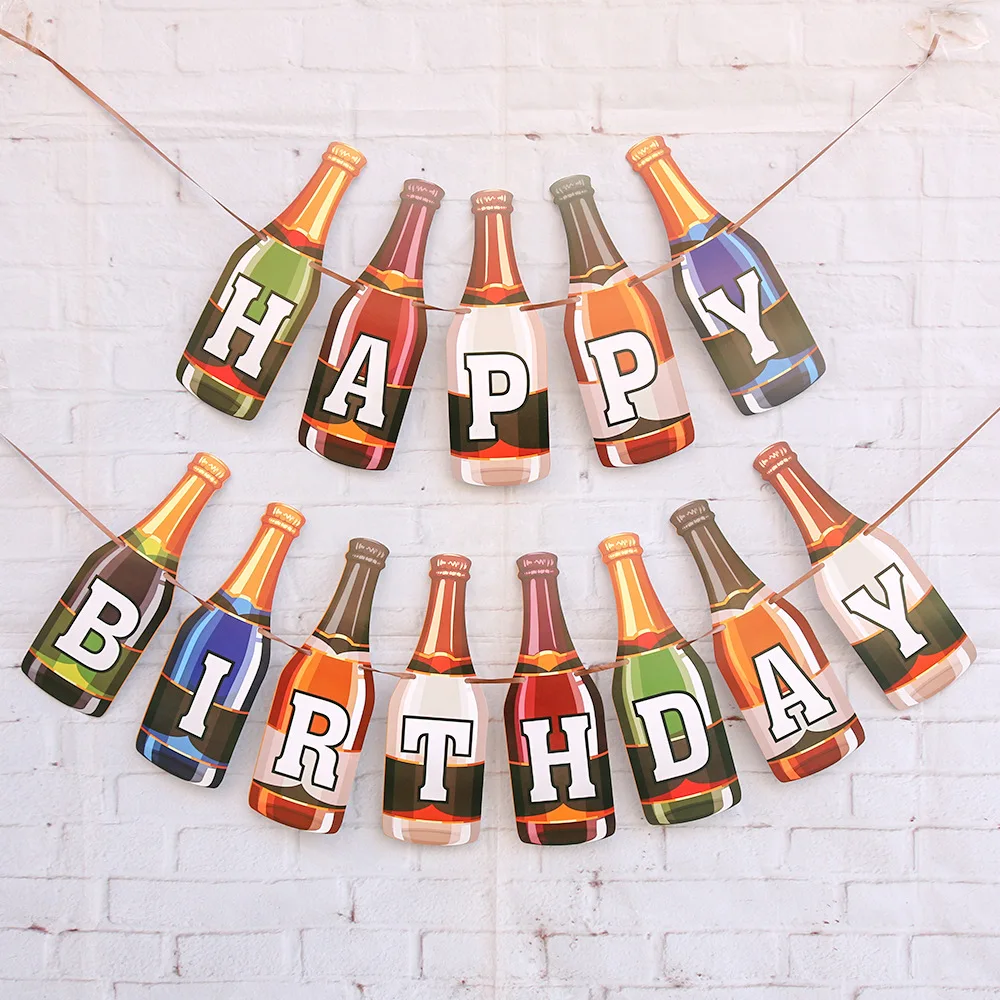 Beers Happy Birthday Party Banner Beer Cups Balloon Cheers Cake Topper Decorations Men Beer Birthday Bachelorette Party Supplies