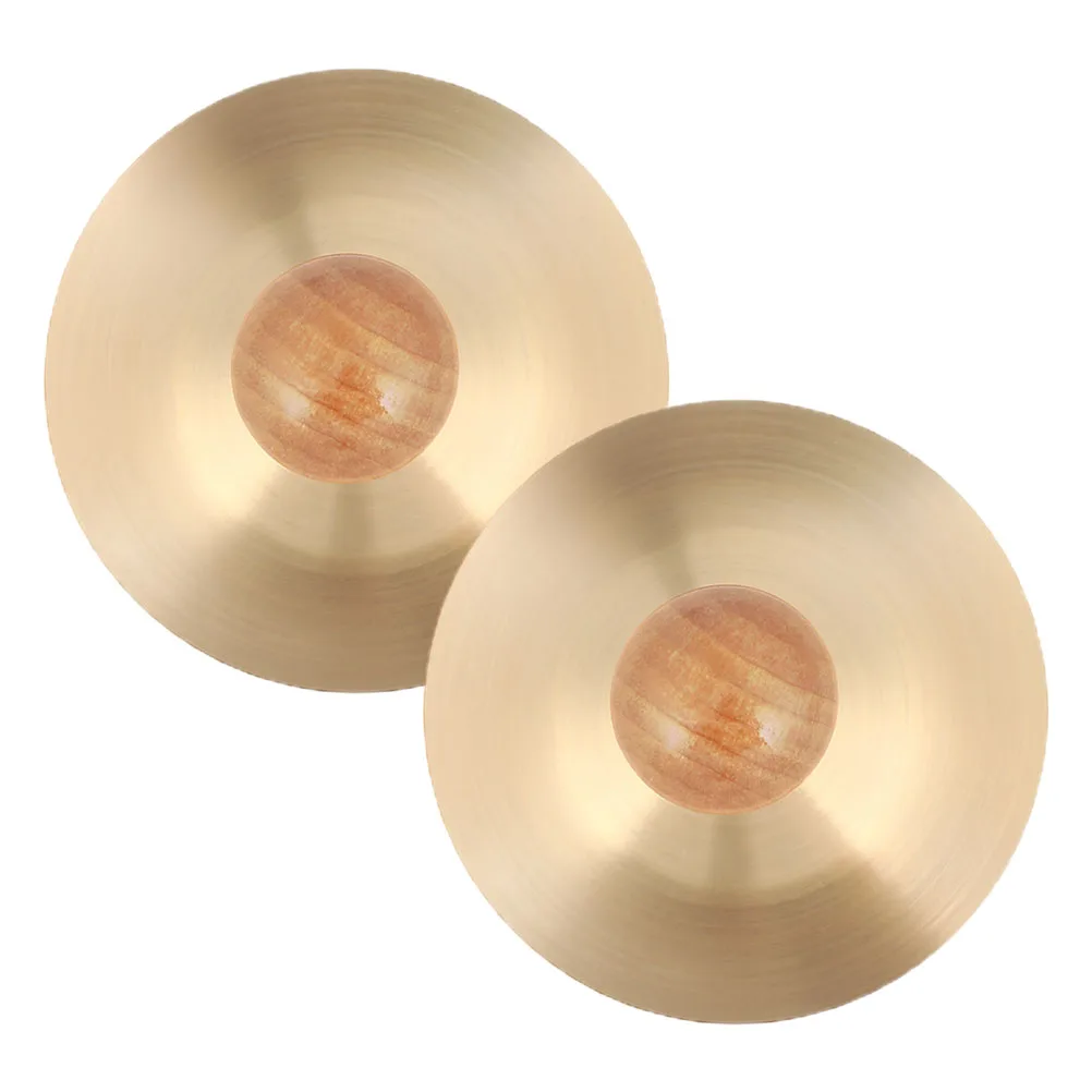 

2 Pcs Cymbals for Kids Percussion Instrument Bronze Mini Girl Golden Wood Musical Instruments Toddler