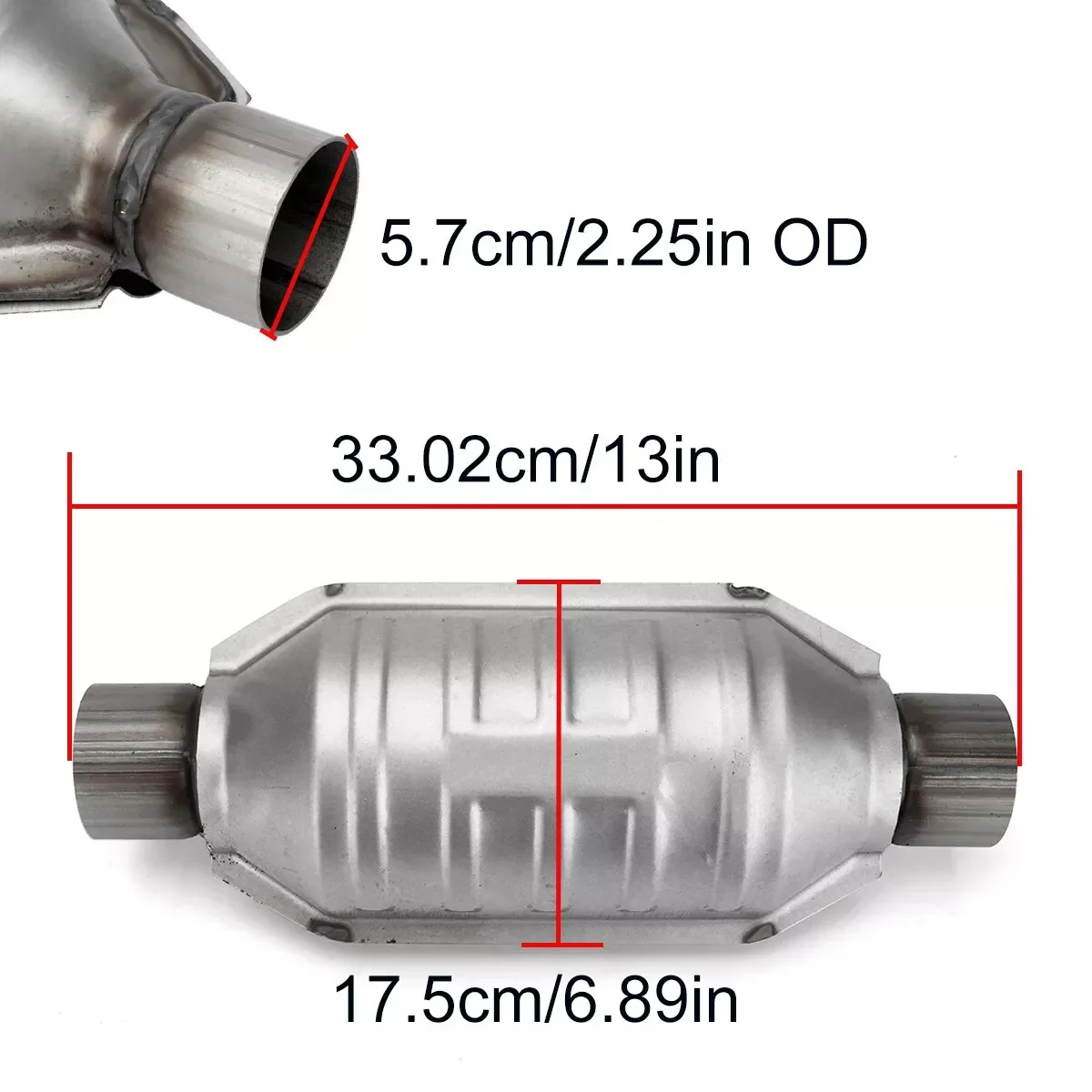 

Universal 2.25" 5.75cm Catalytic Converter 400 cpsi High Flow Exhaust Catalyst Converter Euro1 Stainless Steel EPA Approved