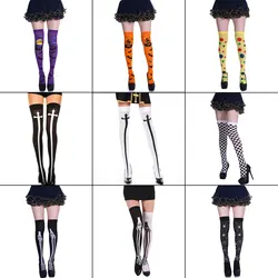 Adult Child Women Girls Halloween Costumes Cosplay Accessories Stockings Socks Skeleton Clown Nun Bat Print