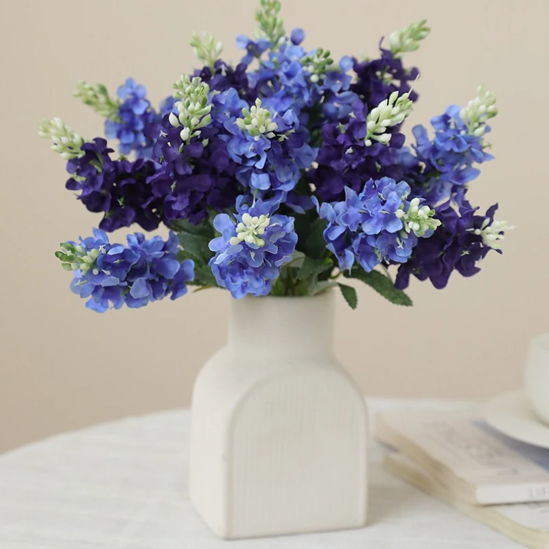 

6 шт. Искусственные шелковые цветы: букет из 5 голубых гиацинтов для декора спальни и сада