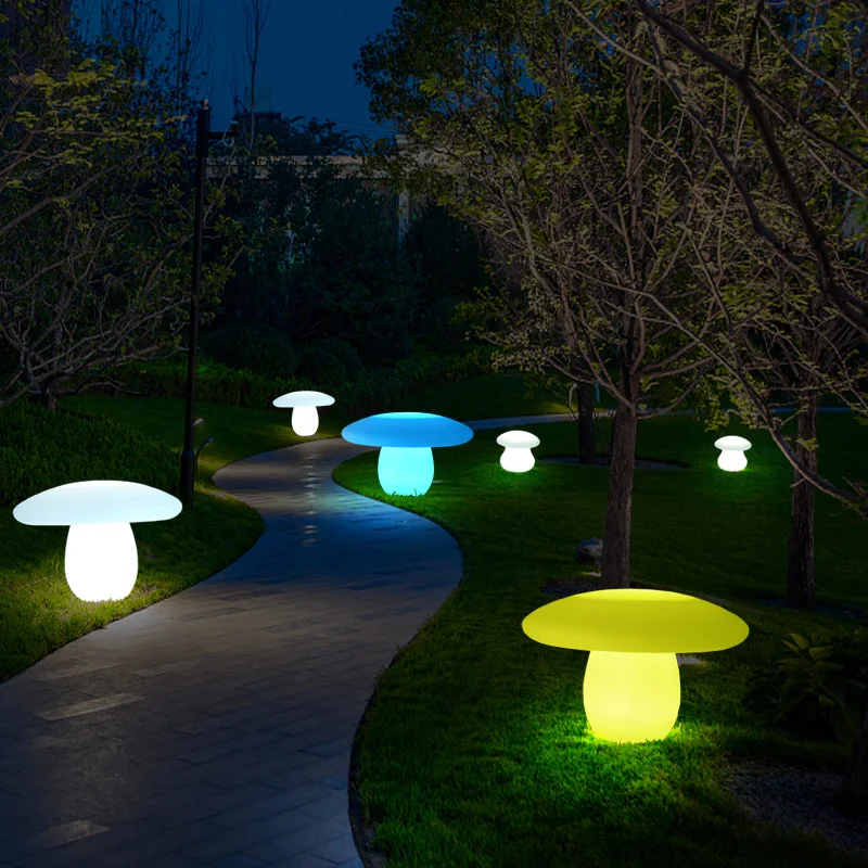 Outdoor glowing mushroom light garden lighting project lawn light waterproof simple solar landscape decoration garden light