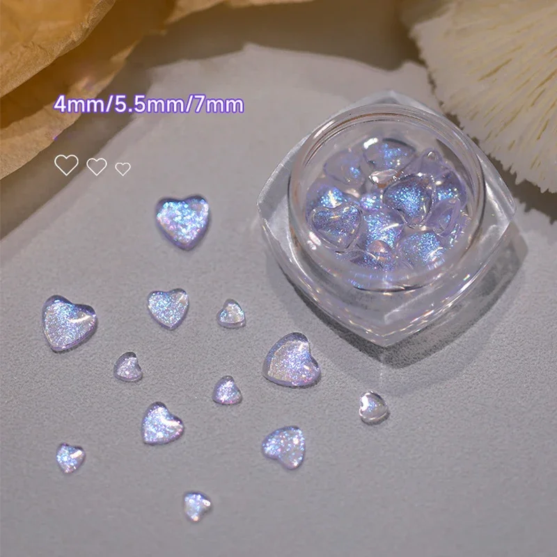 30/100Pcs Love Heart Nail Art Girl Relief Sticker 3D Shiny strass fondo piatto accessori per unghie in cristallo misto