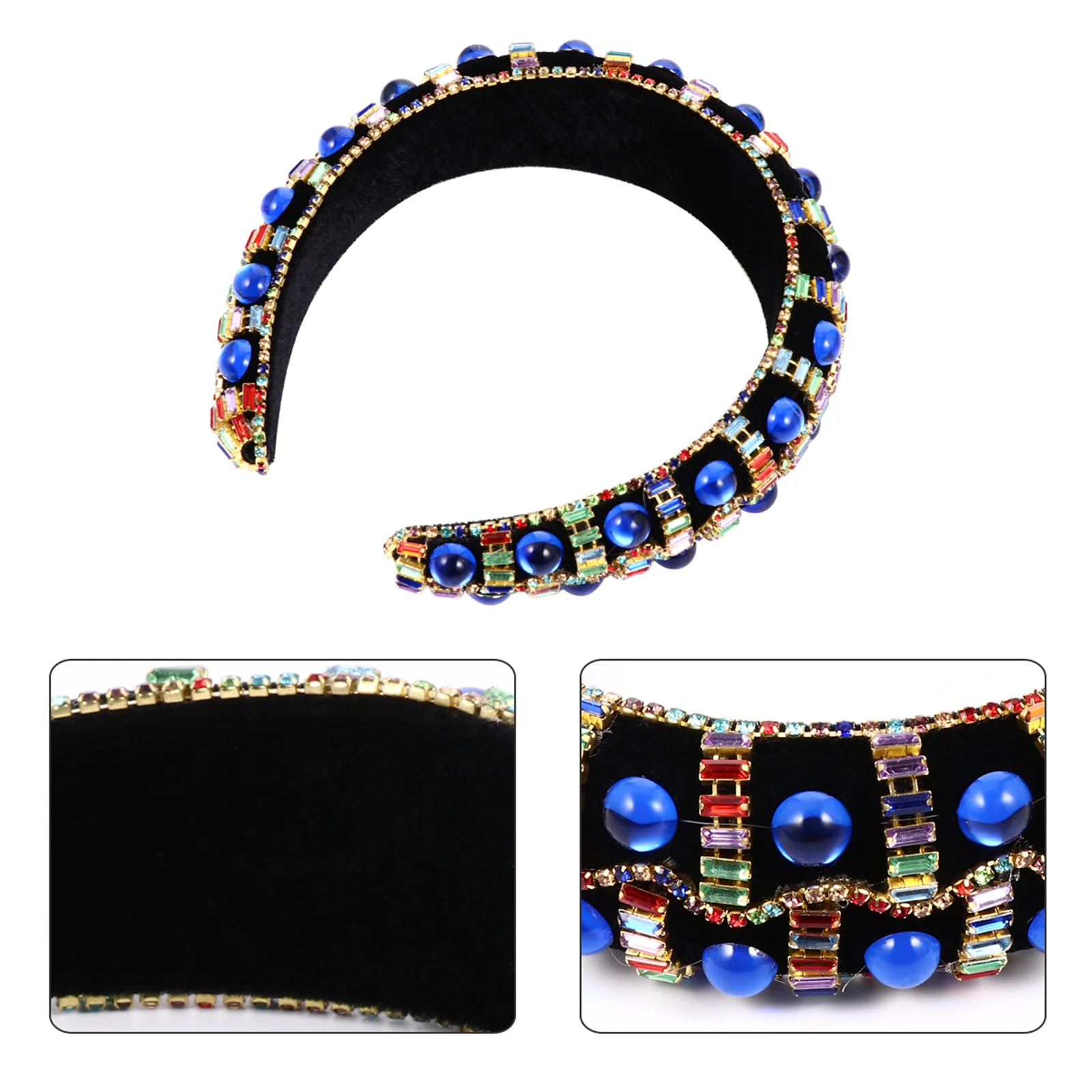 

Rhinestone Headband Wide Crystal Hair Hoop Retro Design Wedding Party Prom Women Fashion Hair Ornament Rhinestone Headband