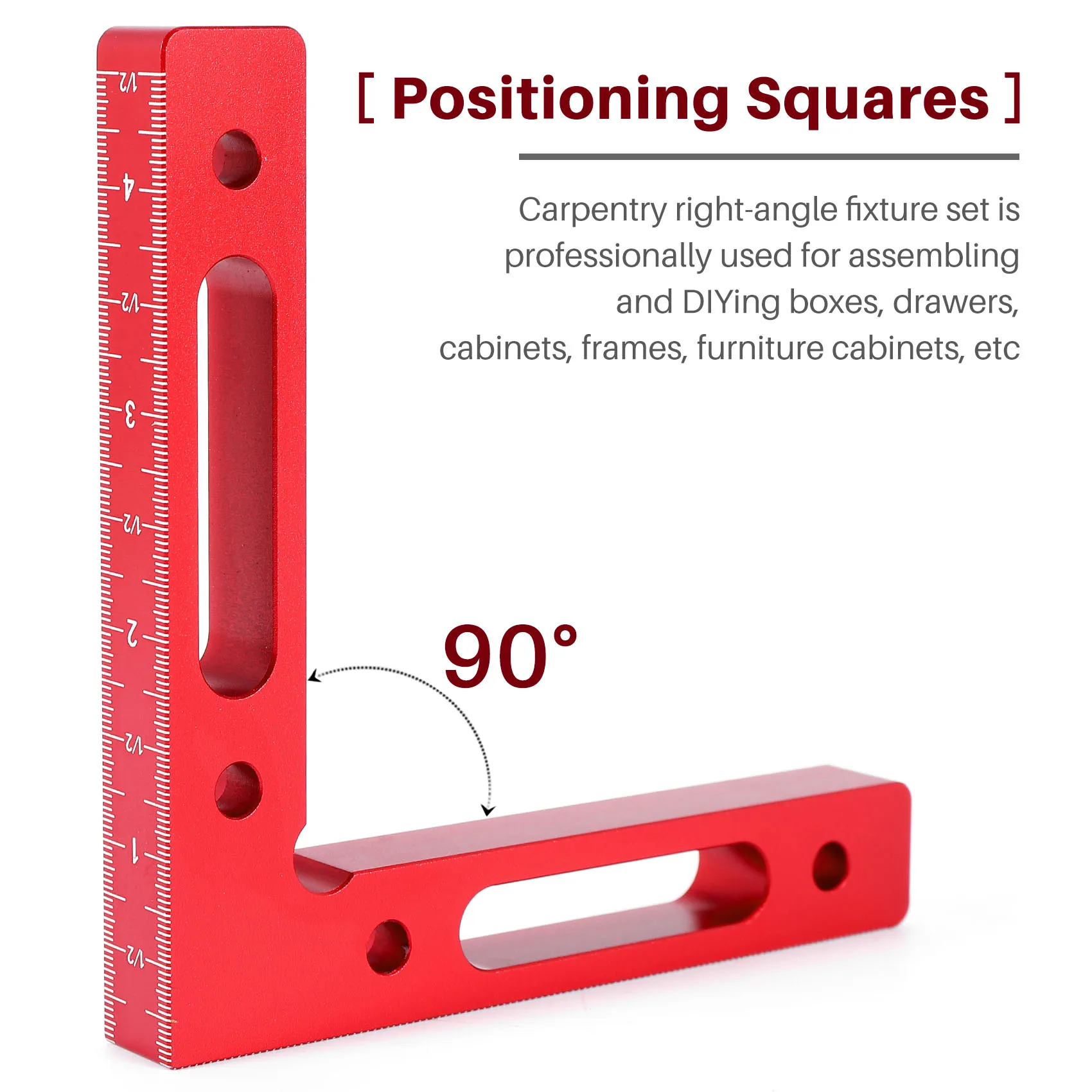 AT63-2 Pcs Aluminium Alloy 90 Degree Positioning Squares Right Angle Clamps Woodworking Carpenter Tool Corner Clamping Square
