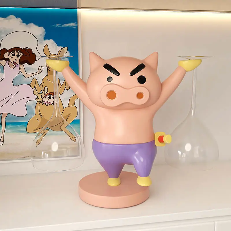 

2025 New Crayon Shin Chan Living Room Fat Dudu Left Guard Door Wine Cabinet Red Wine Rack Glass Storage Decoration Gift Toys