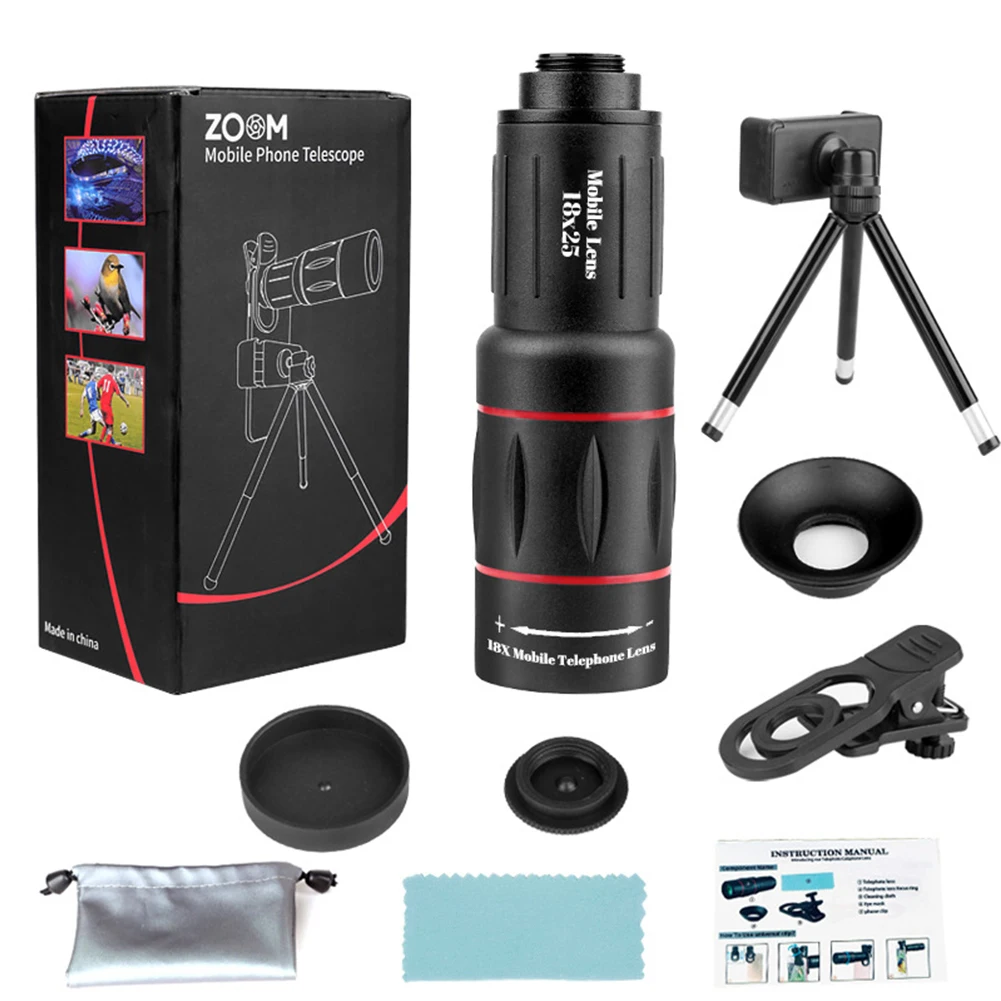 Monocular Zoom Telescope 18X 28X 36X 64X Mobile Phones High Definition External Telephoto Lens Concert Photography Accessories