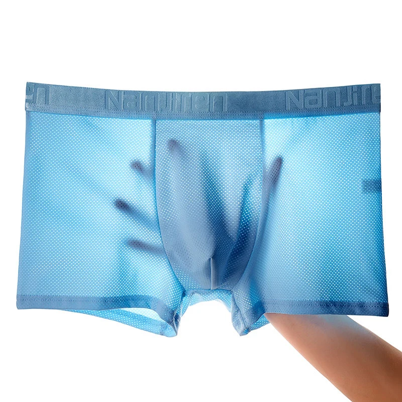 4pcs Ice Silk Mesh Boxer Shorts Men\'s Underwear Cool Underpant Breathable Sexy Slim Panties Bamboo Lingerie Wholesale Lots L-6XL