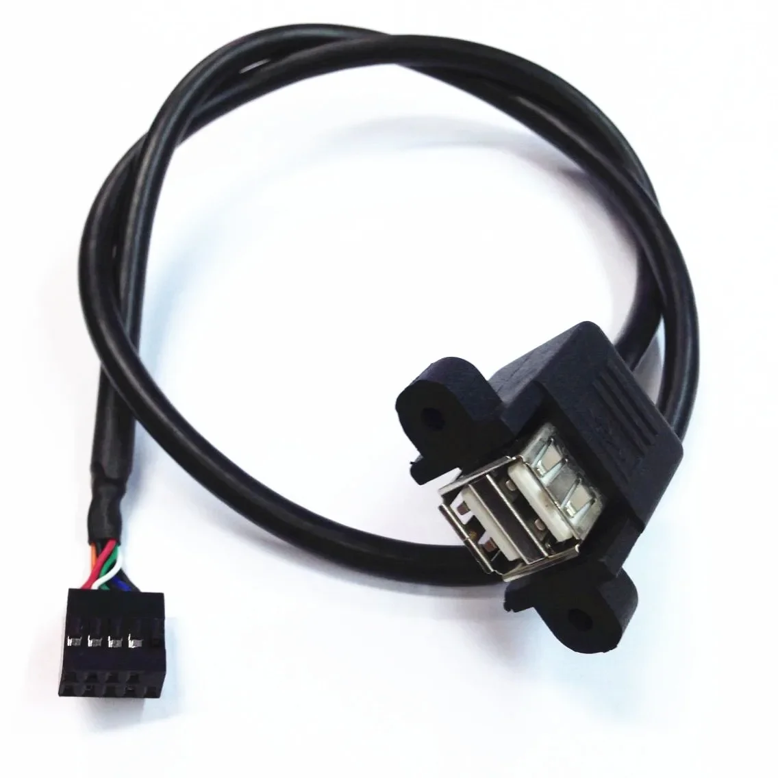 Computer Cable 50cm Dual USB 2.0 Type A Female to Motherboard 9 Pin Header Cable with Screw Panel Holes