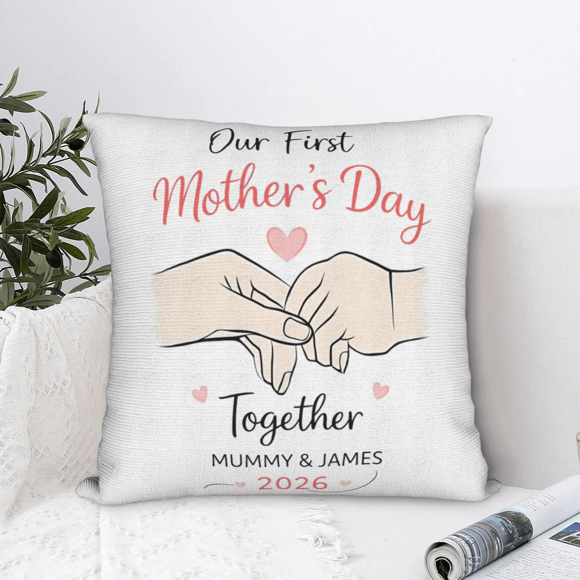 Our First Mothers Day Together Pillow Case  Graphic Pillow Cover For Couch Sofa Bedroom Fashion Cushion Cover