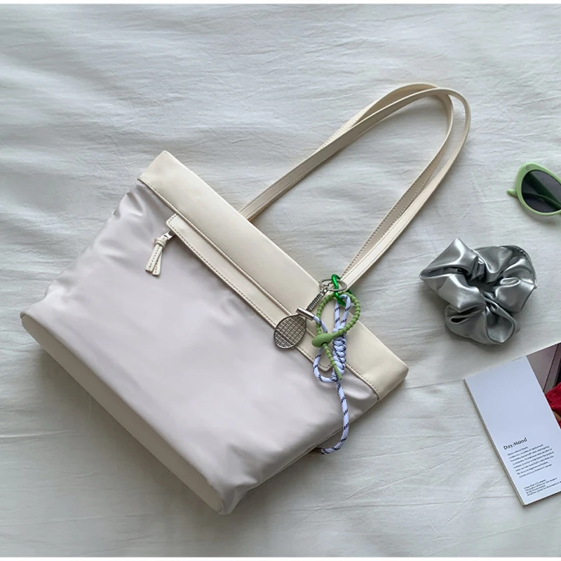 Koreanische Schultertasche, Leichte Damen-Handtasche mit Großer Kapazität aus Nylon, Vielseitige Shopper-Tasche für Arbeit und Freizeit – Detail 16
