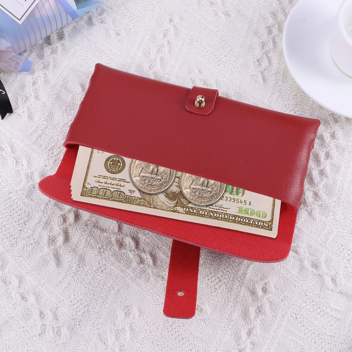 

Red Buckle Clamshell PVC Glasses Case Handmade Minimalistic Stylish Storage for All Forms of Glasses Slim Design Large