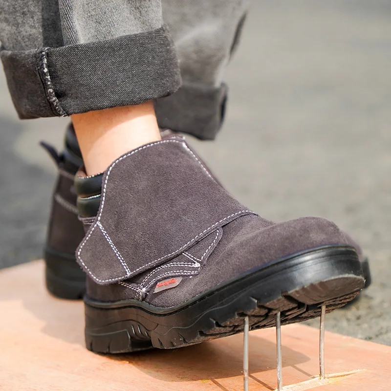 mens casual steel toe cap work safety boots cow suede leather welding shoes worker security ankle botas safe footwear protection