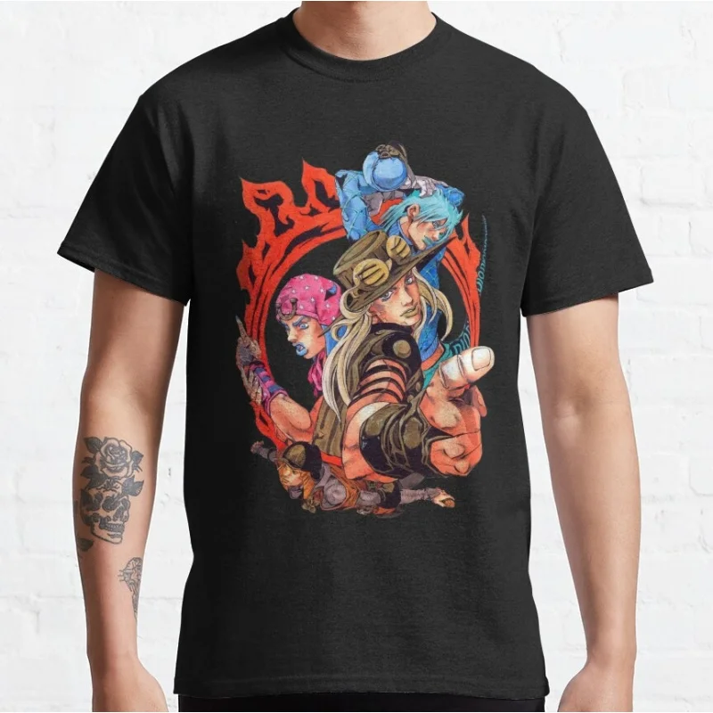 

0215 JoJo's Bizarre Adventure Anime Gift t shirt Manga printed Tee 100% cotton Graphic Clothes Y2K clothing All size Tops S-6XL