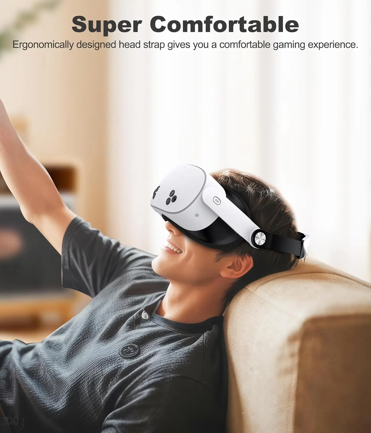 MQ1000 لـ Meta Quest 3S/Quest 3/Quest 2 حزام الرأس لحزام النخبة VR سماعة الرأس حزام الضغط بلاي ستيشن فيتا لعبة