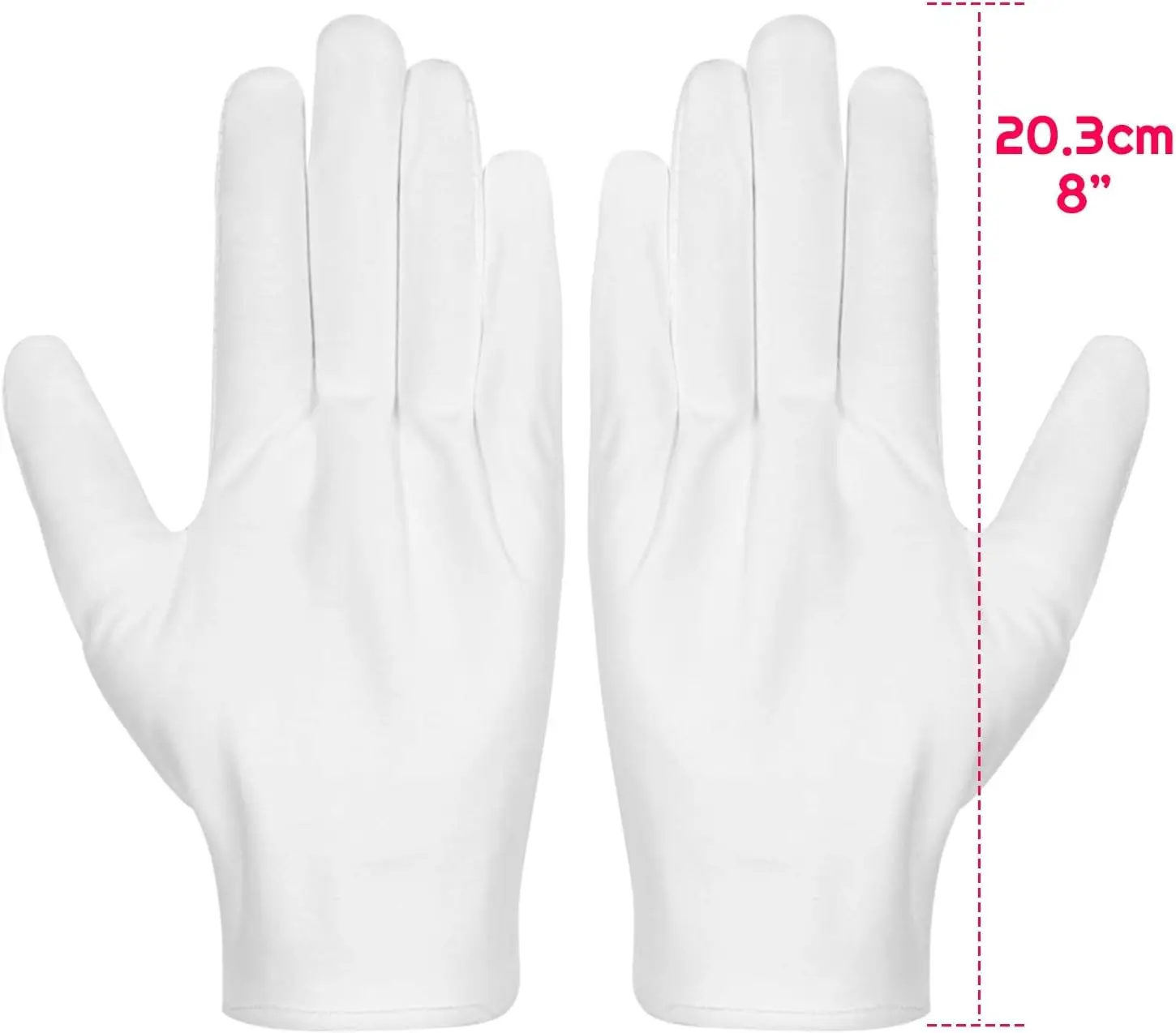 Cotton Gloves, 3 Pairs White Cotton Gloves Gloves for Women Men Eczema Dry Hands Moisturizing Serving Archival Cleaning Jewelry