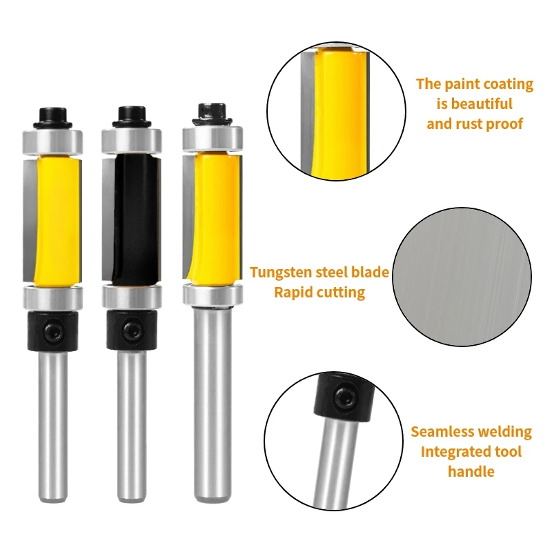 YUSUN Flush Trim Bit With Double Bearing Router Bit Woodworking Milling Cutter For Wood Bit End Milll Tools