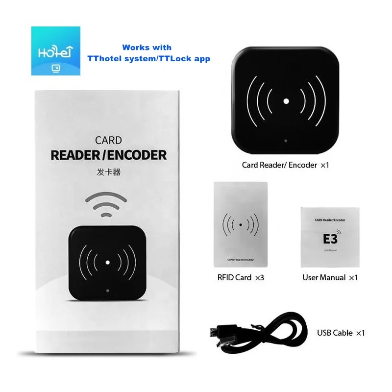 TTLock TThotel E3 USB Card Encoder - 13.56MHz M1 IC RFID Card Reader Writer for TTRenting System Hotel & Apartment Management