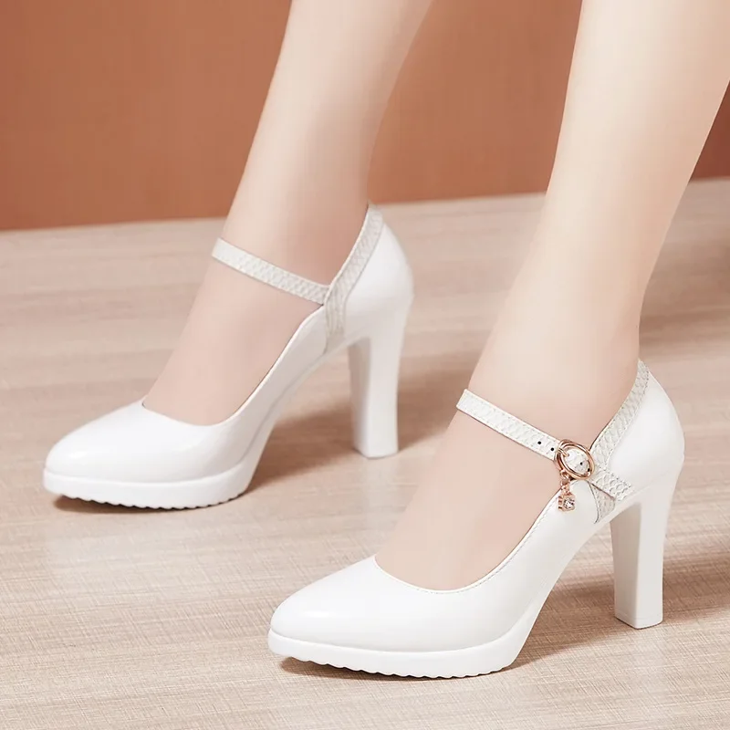 Small Size 32-43 Patent Leather Shoes Women High Heels Spring 2025 Mary Janes Platform Pumps for Office Wedding Dance Model