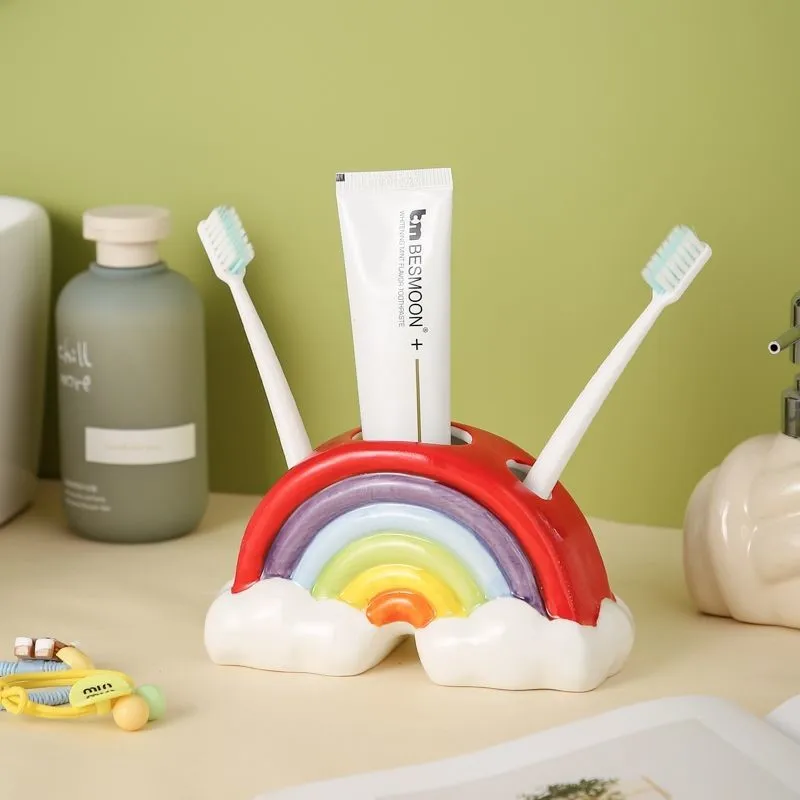 

Rainbow Shaped Bathroom Electric Toothbrush Toothpaste Storage Rack Ceramic Home Washroom Dental Appliance Storage Rack ZG706