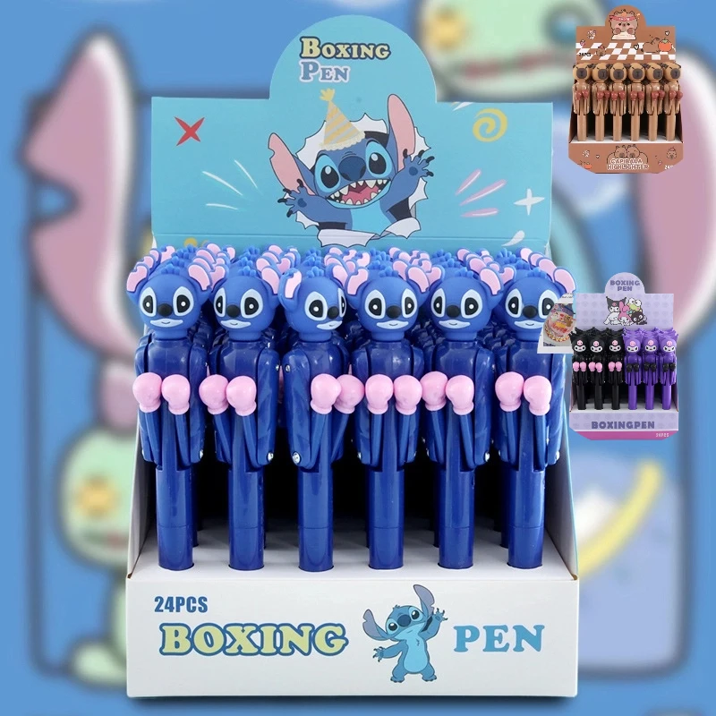 

Stitch 24Pcs Ballpoint Pen Cartoon Set Disney Fun Boxing 0.7mm Blue Funny Decompression Pen Kulomika Pibala Learning Stationery