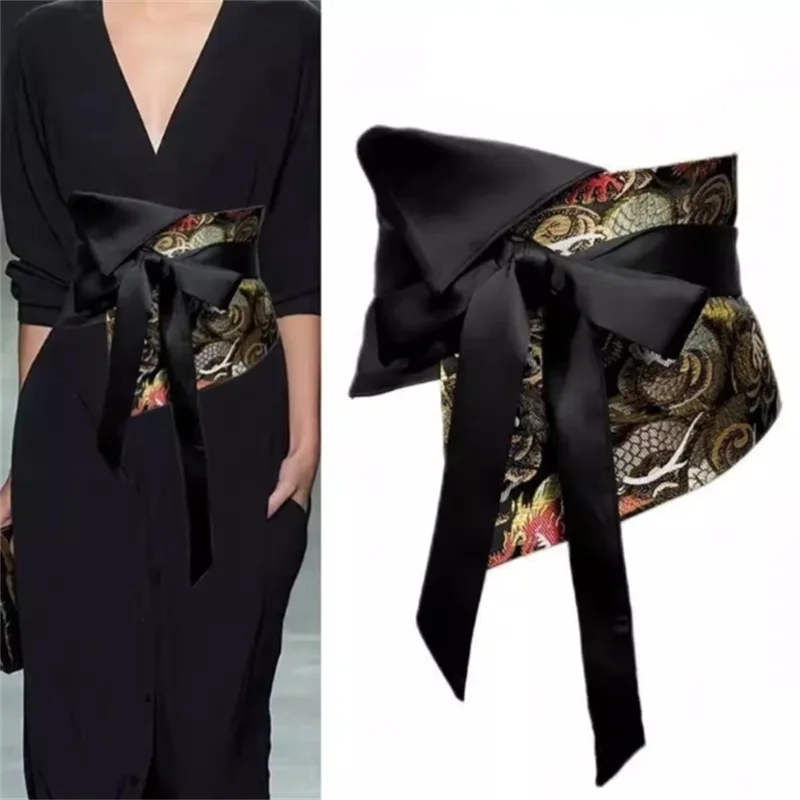 Embroidery Waistband Ladies High-end Chinese Waist Seal Ethnic Retro Triangular Binder Headcloth Accessory Niche Scarf Belt