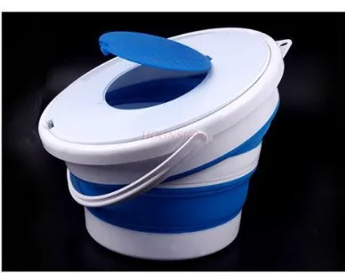 Fishing folding bucket, thickened fish bucket with lid, multifunctional car wash bucket, travel beach bucket, children's water