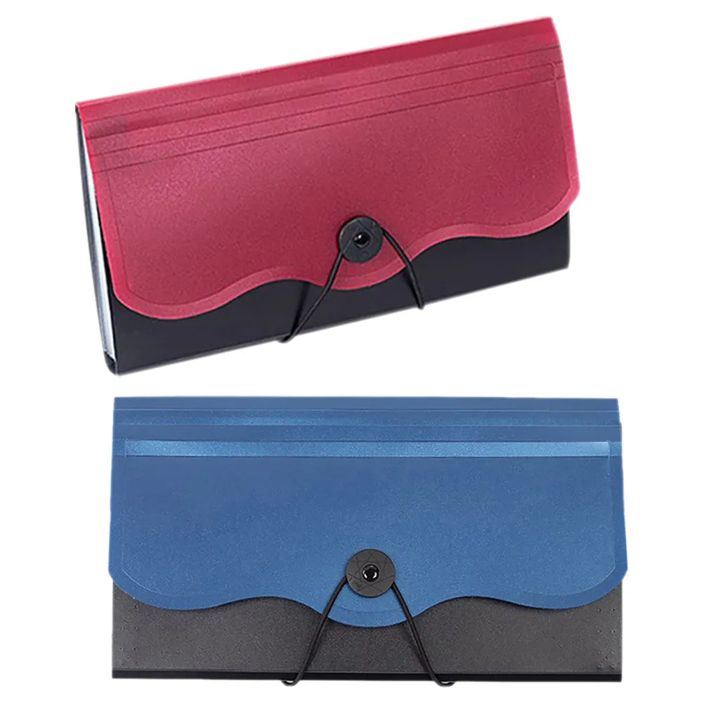 

2Pcs PP Polyester Accordion File Organizer Multi Pocket Portable Receipt Folder for Bills Documents Change Desktop Storage