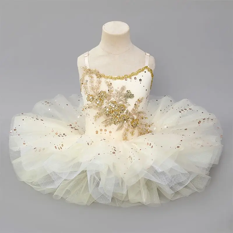 Ruoru Girls Ballet Dance Tutu Dress Kids Child Tulle Sequined Ballet Dress Skirt Christmas Birthday Party Leotard Dancewear