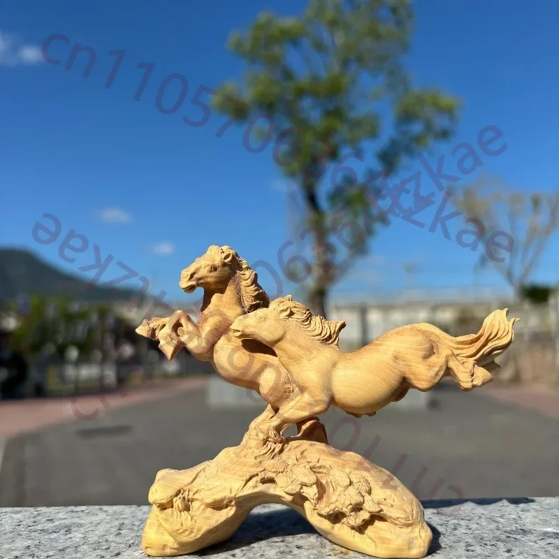 Hand-Carved Wooden Horse Sculpture - 4.7