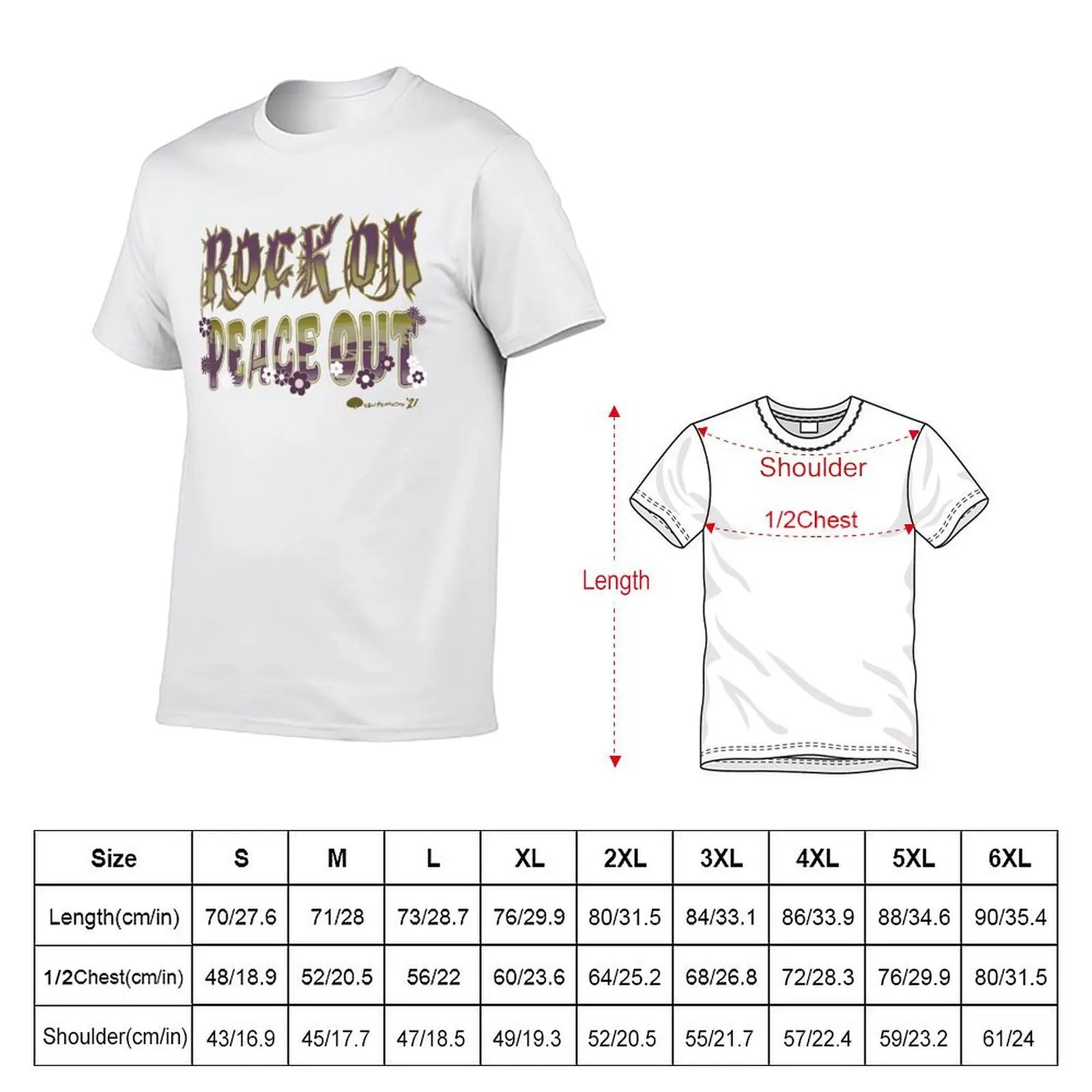 Rock On، Peace Out - تي شيرت بتصميم أرجواني عميق تي شيرت برسوم جرافيك للرجال