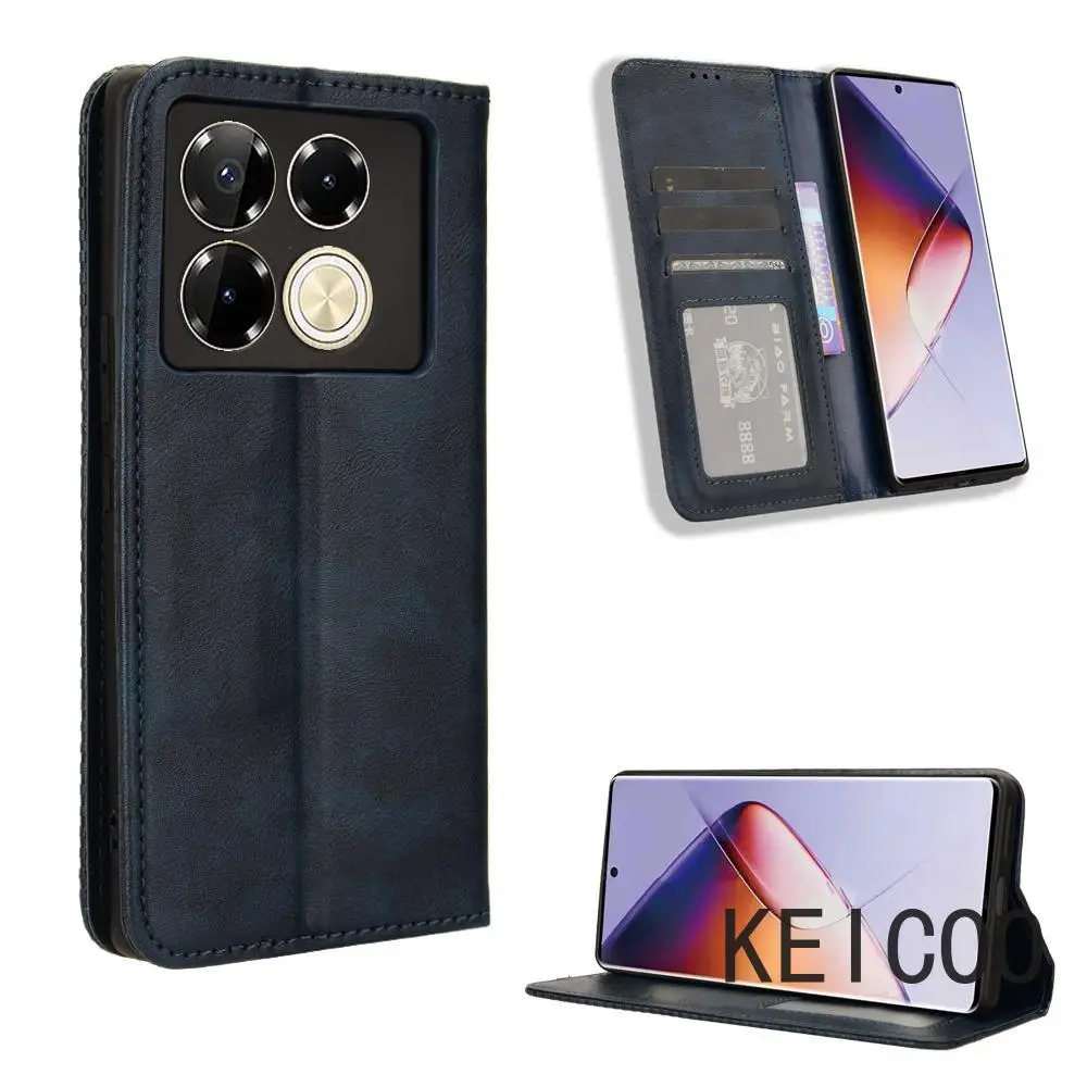 

Shock Absorption Housing for Infinix Note Hot 6 7 S4 8 40 40X 5G Vintage Magnetic Buckle Business Protection Covers