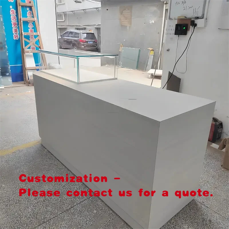 

custom.Custom White Lacquer MDF Jewelry Display Counter with LED Light, Ultra-Glass Showcase Retail Store