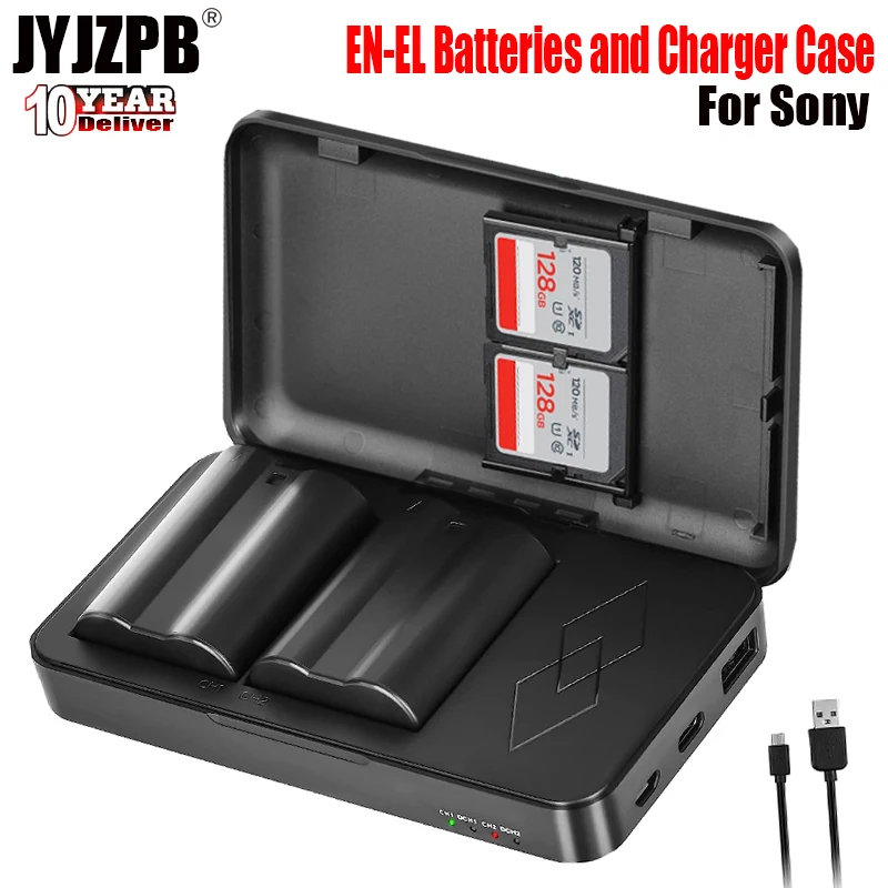 

2 Pack EN-EL15B EN-EL15C Batteries and Charger Case for Nikon D7500 Battery, D750 Battery, Z6, Z7, Z8, D500, D600, D610 Cameras