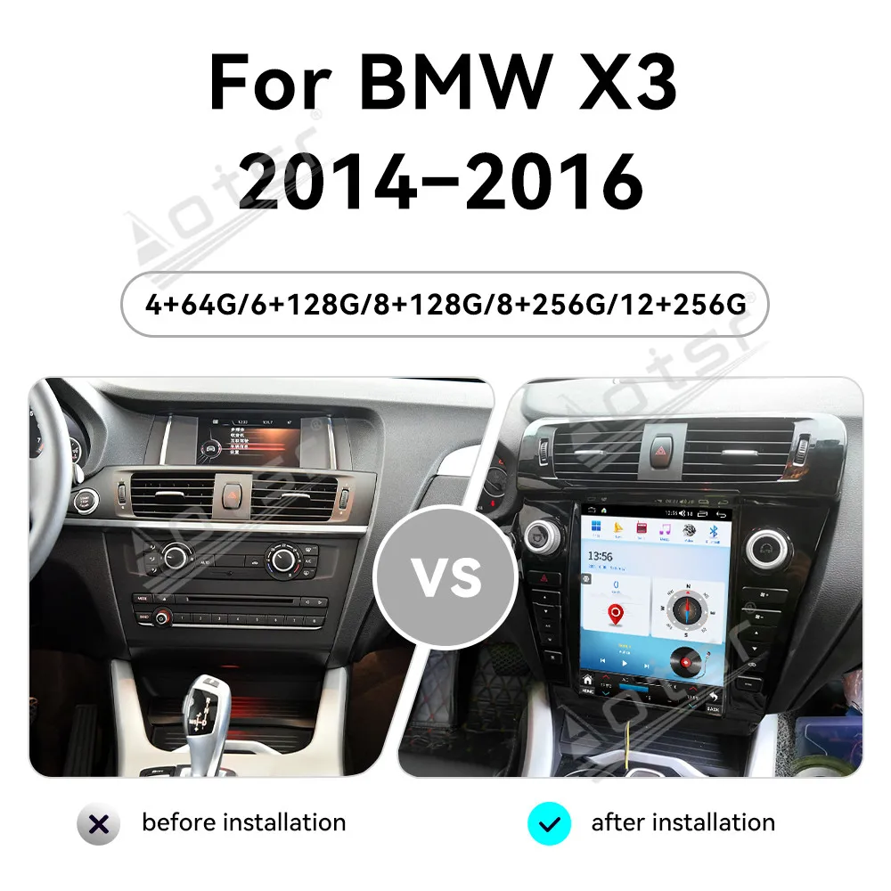 

Автомобильный радиоприемник с экраном Android 15 12,1 дюйма для BMW X3 E83 2014-2016, автомобильный мультимедийный видеоплеер, GPS-навигация, Carplay, автомобильный радиоприемник