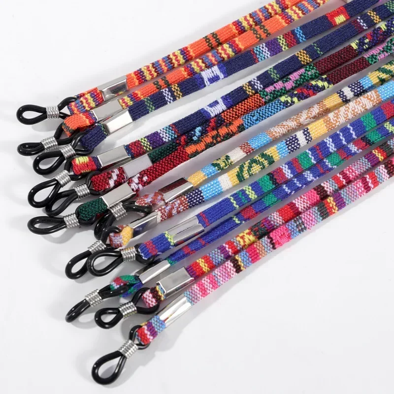 調節可能な滑り止めメガネロープ,ボヘミアンコード綿,伸縮性のあるポリエステルネックストラップ,ファッション
