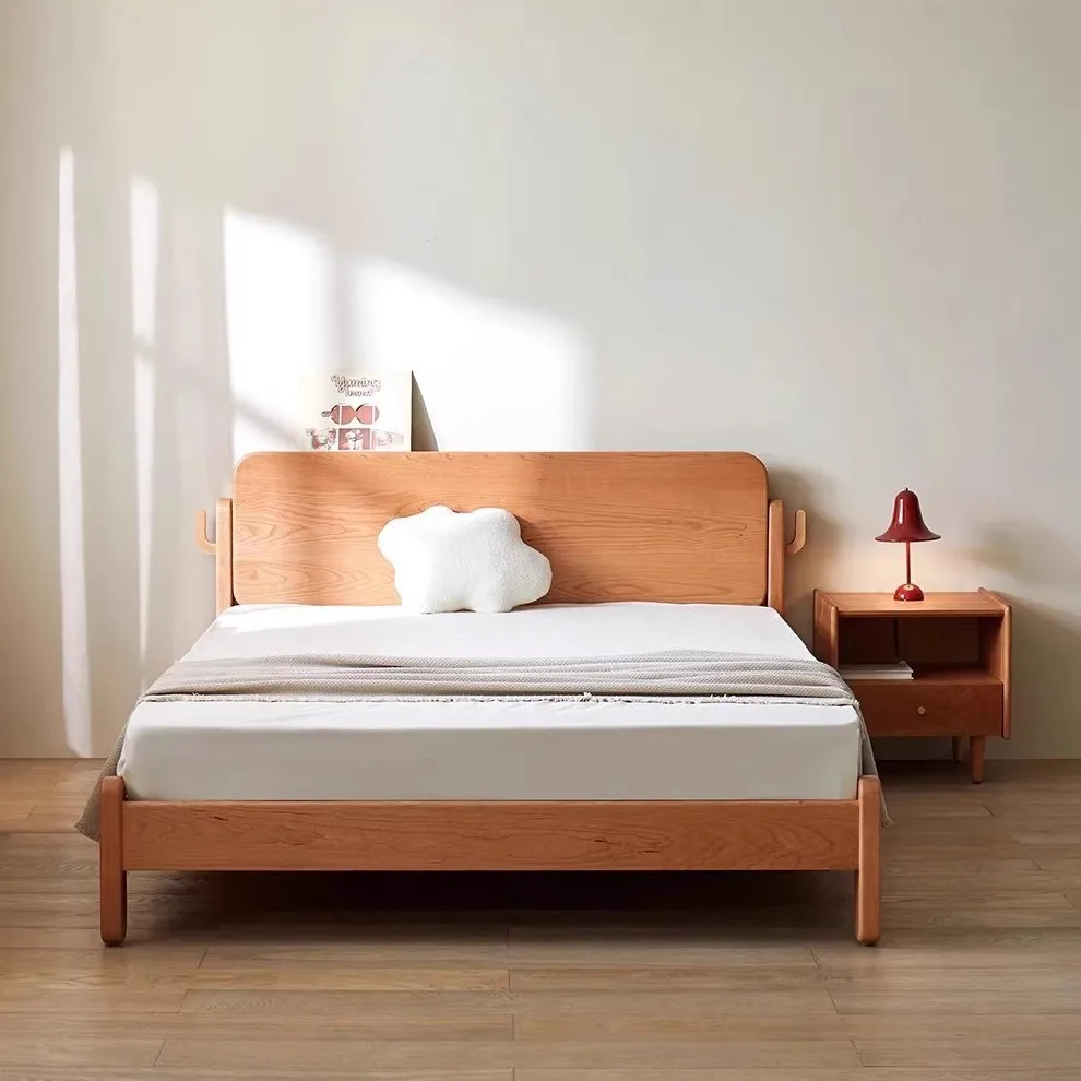 

Customizable Cherry Wood Children's Bed Modern Japanese Style Black Walnut Log Cartoon Solid Wood