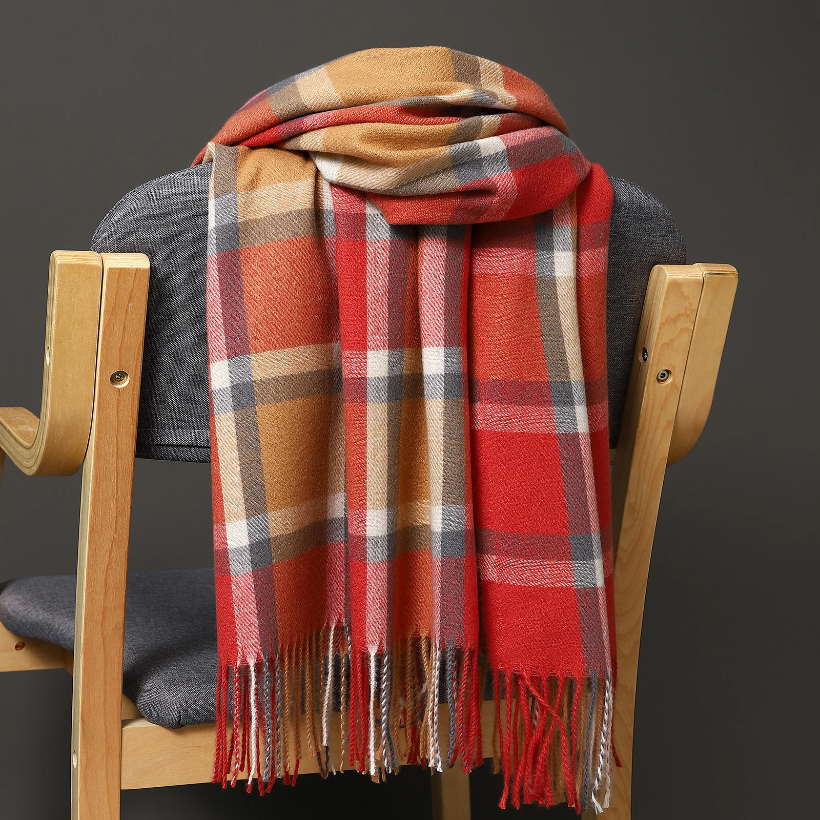 

Autumn Men's Thick Wrap Scarves Luxury Brand Fringe Large Bandana Winter Cashmere Plaid Scarf Female Warm Blanket Foulard Shawls