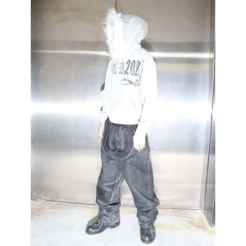 เสื้อแจ็คเก็ตมีฮู้ดคอขนสัตว์ทรงหลวมสไตล์ยุโรปและอเมริกา ย้อนยุค สตรีทแฟชั่น Y2K