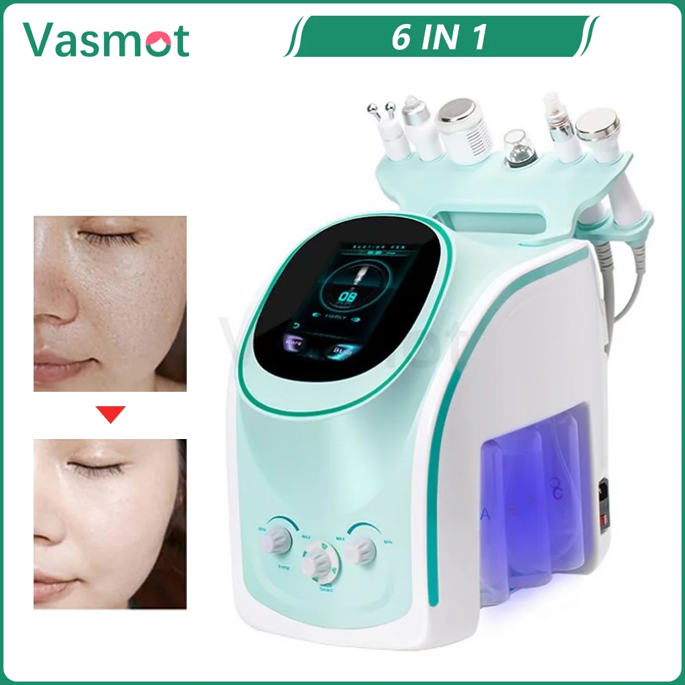 6IN1 Hydrogen Oxygen Water Aqua Peeling Machine Injector Face Skin Rejuvenation Lifting Cleaning Blackhead Removal Skin Detector