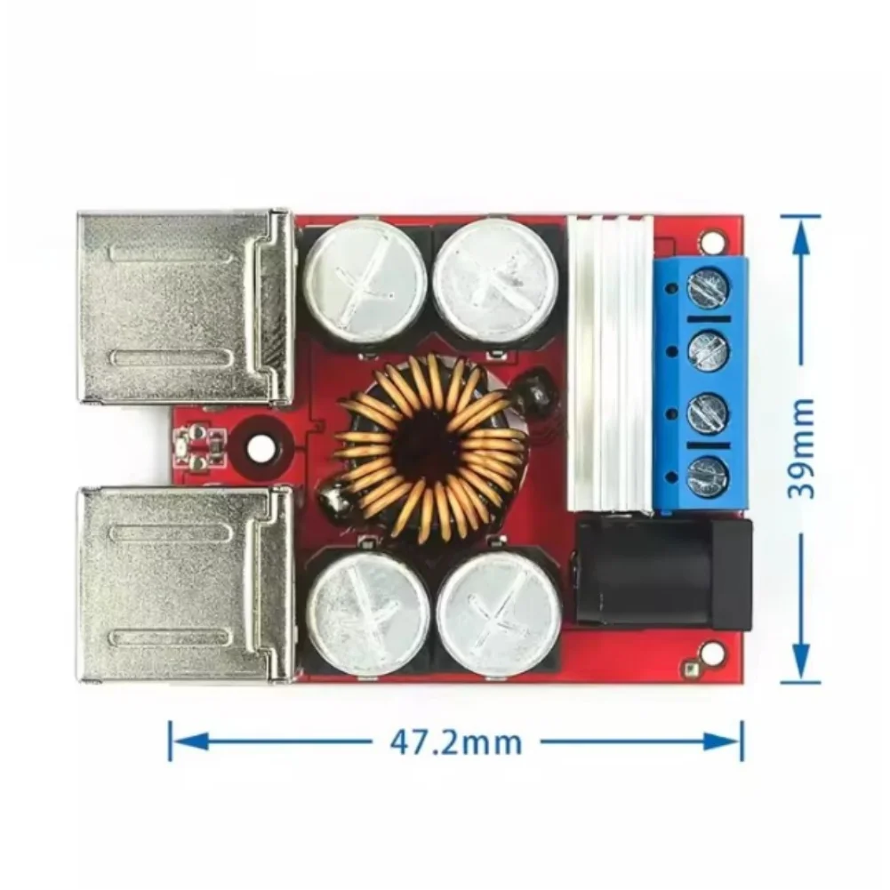 8A Power Module Step Down Converter For Car Charging Red Wide Input Voltage Converter Power Supply 4 USB Ports